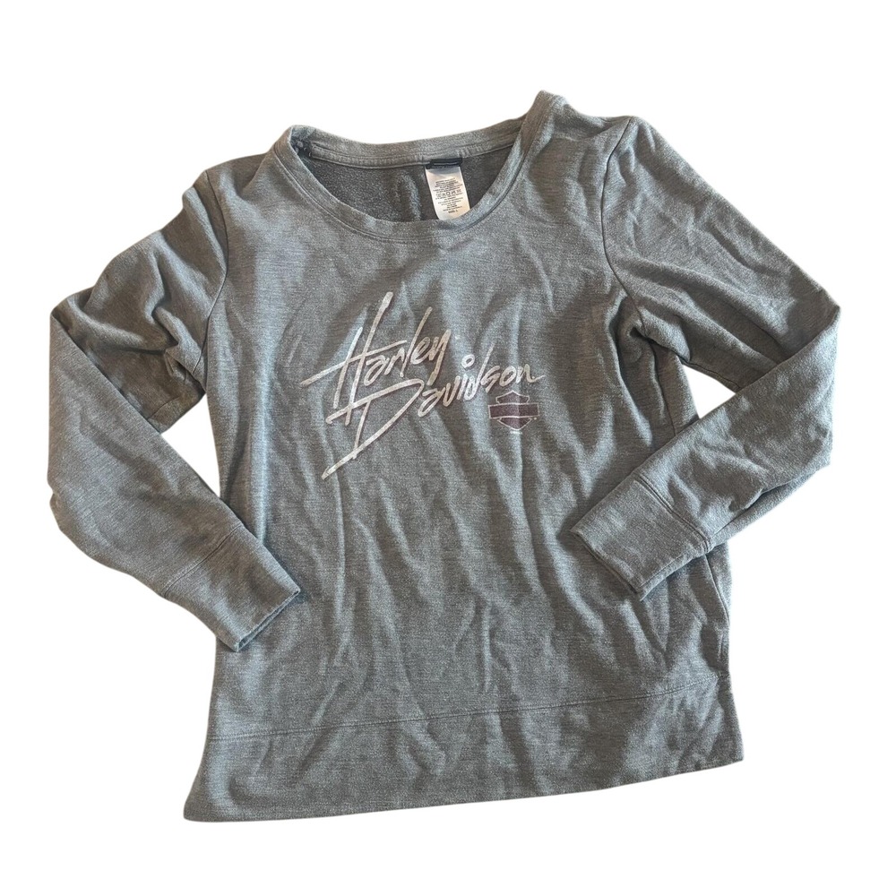 Harley Davidson Gray Long Sleeve Shirt Size L‎